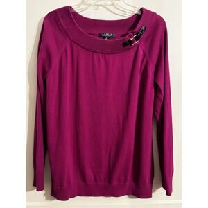 Ralph Lauren Women's Pullover Sweater Sz 2X Magenta Office Academia Preppy